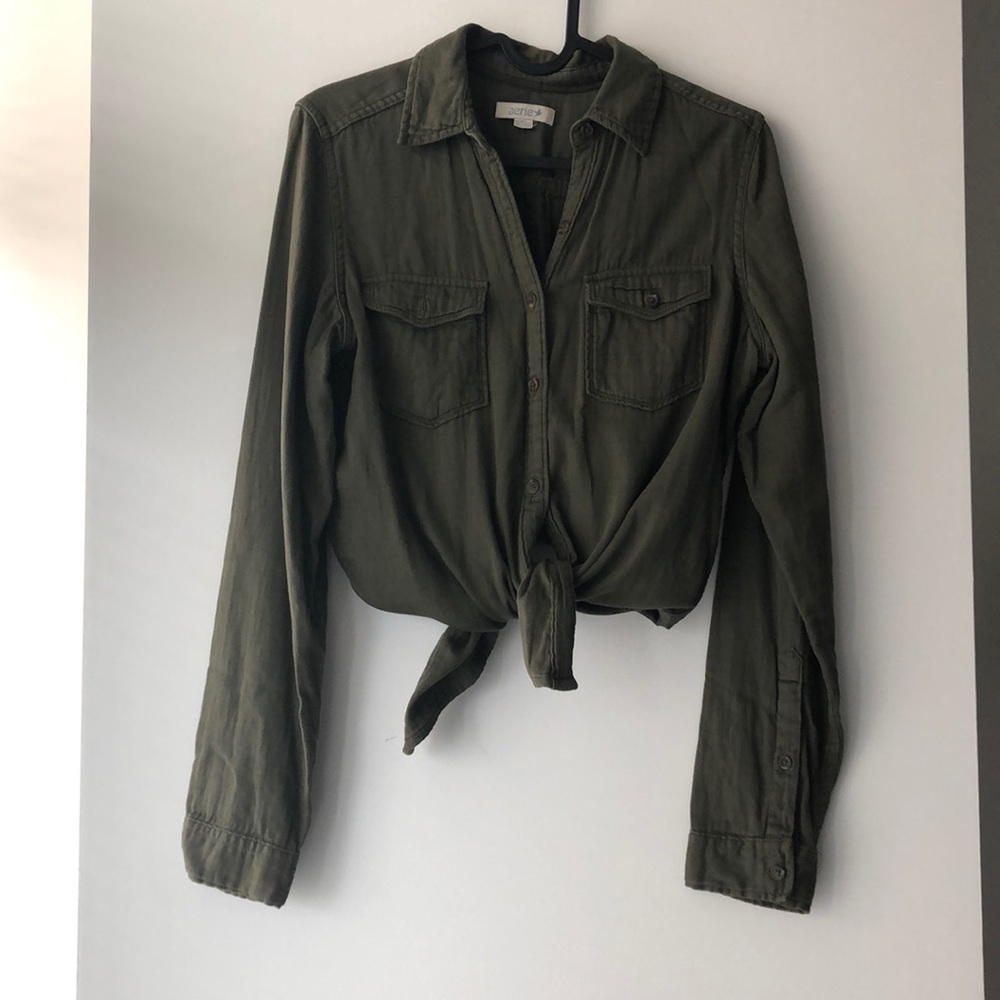 Aerie Khaki Botton Down Shirt